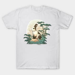 Ukiyoe Style Rabbit Japanese Moon Bunny Illustration T-Shirt